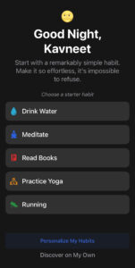 App's first page after downloading on iOS. 